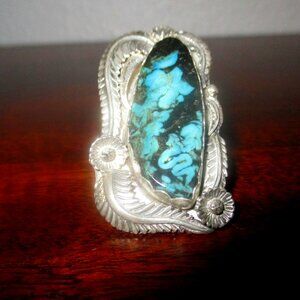Sterling Silver Southwestern Handcrafted Turquoise Ring Size 5